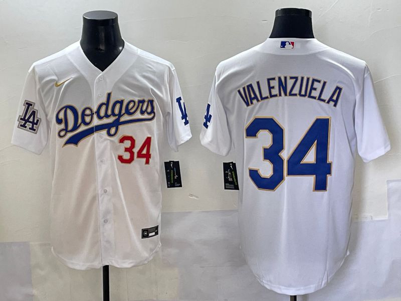 Men 2025 Los Angeles Angels #34 Valenzuela White Gold Game Nike MLB Jersey style 1->los angeles angels->MLB Jersey